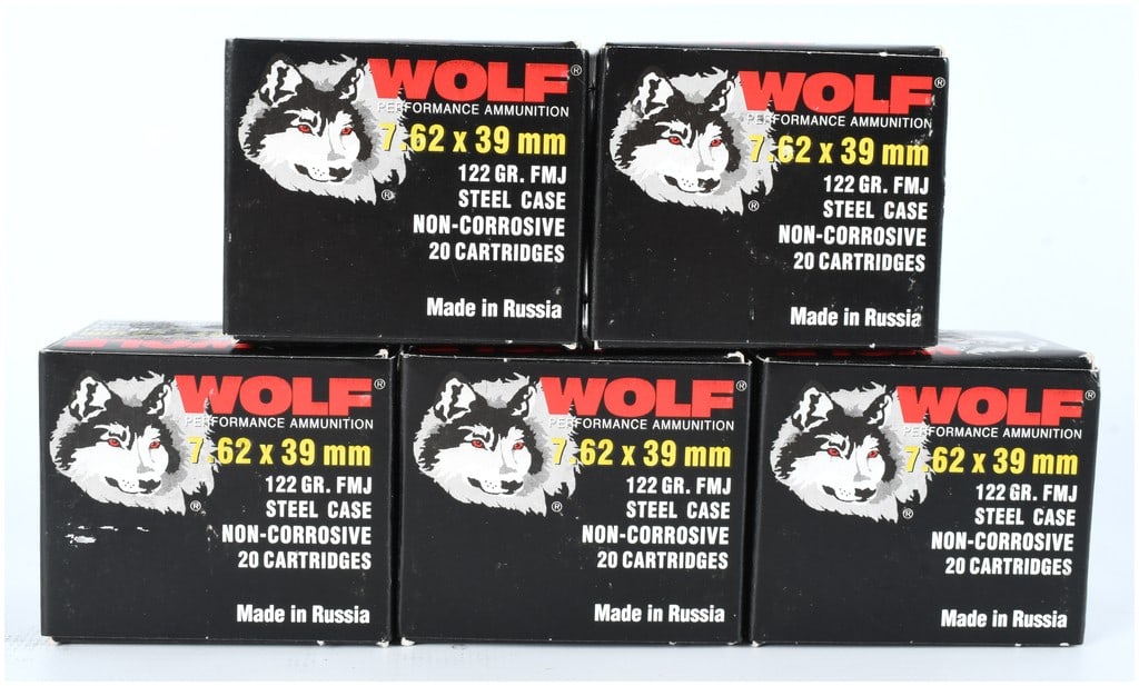 Wolf Performance Ammunition 7.62x39mm 122-Grain FMJ Cartridges, 100 Rounds, Early 21st Century (1 of 3)
