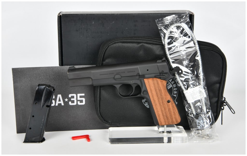 Springfield Armory Model SA-35 9mm Semi-Automatic Pistol, Sequential Production Catalog Entry, c.: This lot features a Springfield Armory model SA-35 semi-automatic pistol chambered in 9mm Luger. A modern interpretation of the classic P-35 design, the firearm is constructed with a forged steel slid