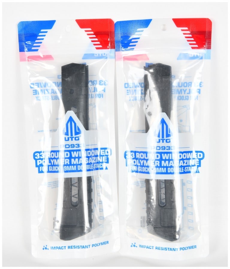 Two UTG PD933 33-Round Windowed Polymer Magazines for Glock 9mm Handguns (1 of 5)