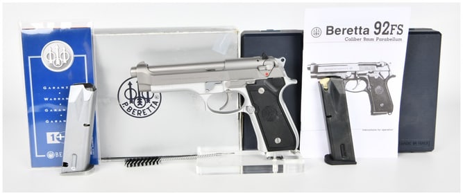 Beretta Model 92FS Semi-Automatic Pistol, Stainless Finish with Original Box, c. 1994