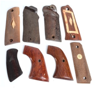 Colt and Smith & Wesson Style Assorted Wood Handgun Grip Panels, Mid-20th Century