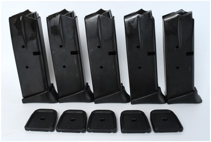 SCCY Industries CPX Series 10-Round 9mm Magazines, Lot of 5 with Spare Floor Plates, Modern