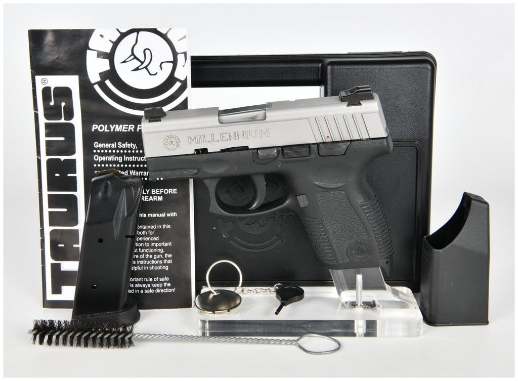Taurus PT 145 PRO "Millennium" Semi-Automatic Pistol, .45 ACP, 2000s-2010s: Taurus International Manufacturing (Miami, FL, USA/Made in Brazil). Model PT 145 PRO, part of the "Millennium" series of compact semi-automatic pistols. The firearm is chambered in .45 ACP caliber.