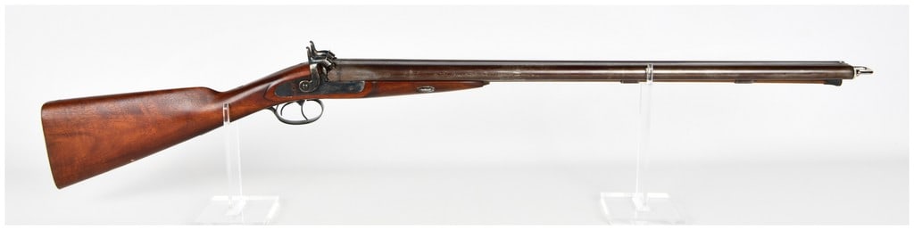 F.A.B. Armi Pietta Percussion Double-Barrel Shotgun 12 GA Black Powder Replica 20th Century: A modern black powder replica of a classic 19th-century side-by-side double-barrel shotgun, manufactured by F.A.B. Armi Fratelli Pietta (Gussago, BS, Italy). This percussion firearm utilizes dual