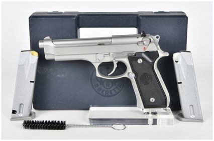 Beretta Model 92 FS Inox Semi-Automatic Pistol, Like New with Case and Two Magazines, Late 20th