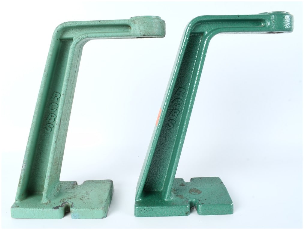 RCBS Cast Metal Powder Measure Bench Stands, Pair of Vintage Reloading Tools, circa 1970-1990 (1 of 3)