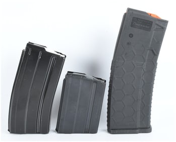 A Trio of AR-15 Pattern Magazines including Hexmag Series 2