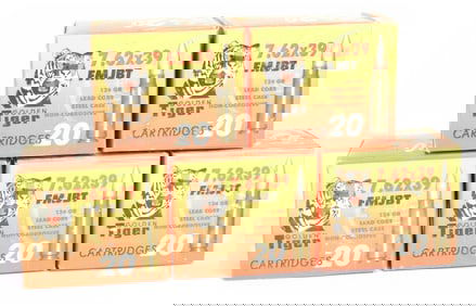 Golden Tiger 7.62x39 FMJBT 124 Grain Ammunition, Modern Production
