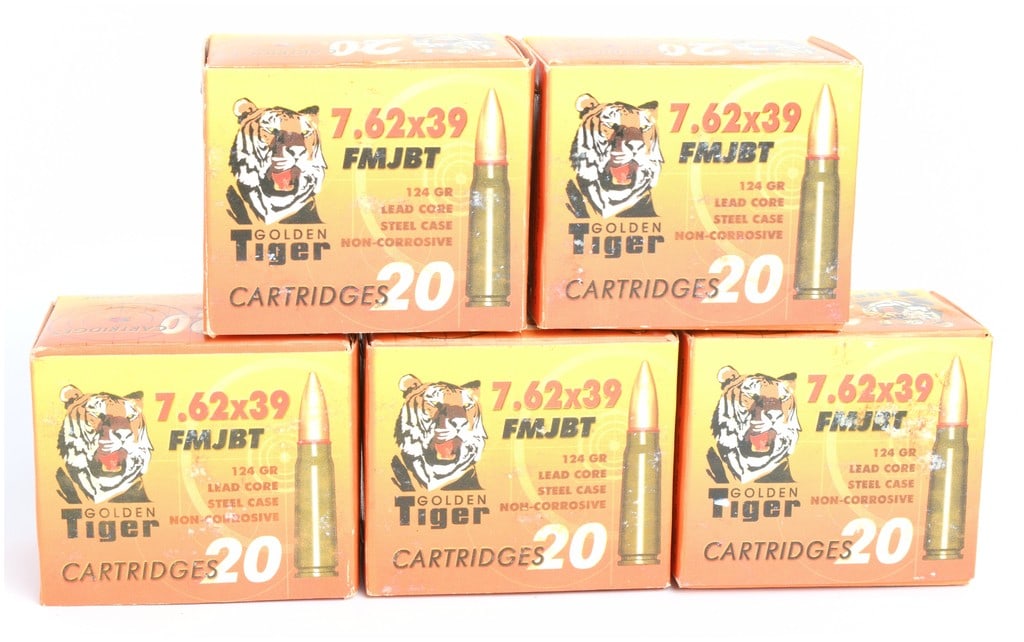 Golden Tiger 7.62x39mm FMJBT Ammunition, 100 Rounds in Original Packaging, circa 2010s (1 of 3)