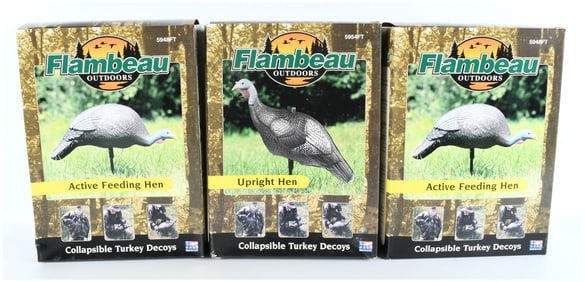Flambeau Outdoors Collapsible Turkey Decoys, Three Hen Models, New in Box, Modern Era