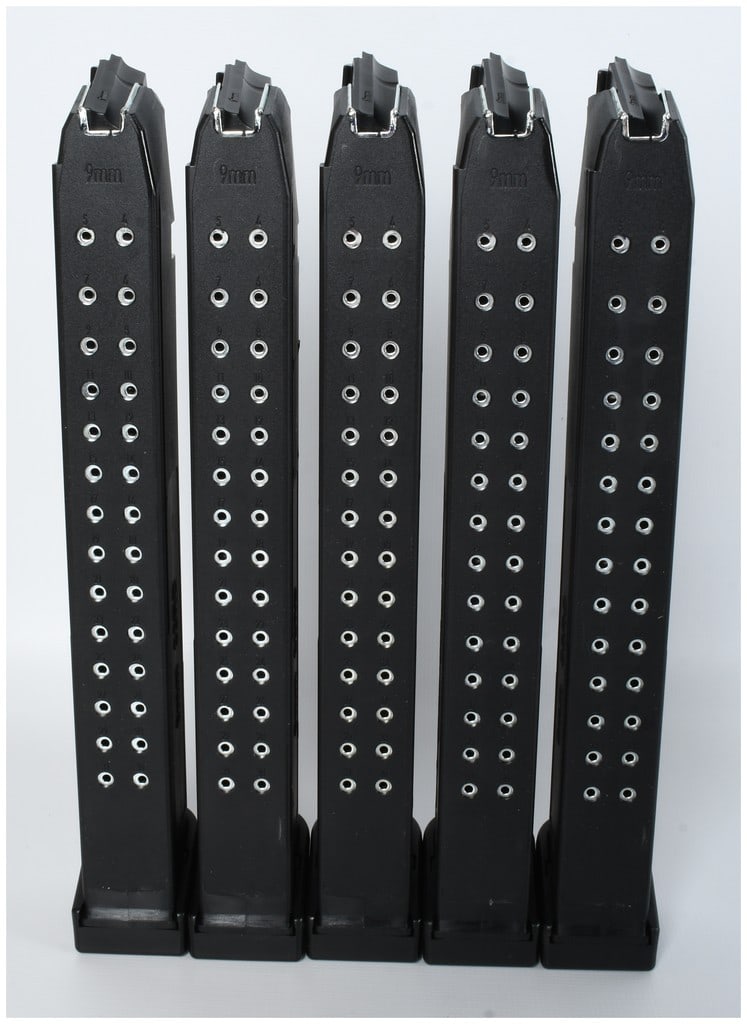 Five 33 Round 9mm Luger Magazines - 2