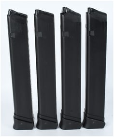 A Group of Four RWB 33-Round 9mm Magazines for Glock-Pattern Handguns