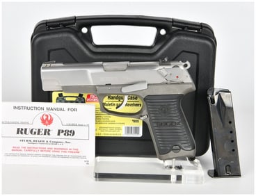 Ruger Model KP89 Semi-Automatic 9mm Pistol with Stainless Slide and Original Case, circa 1993