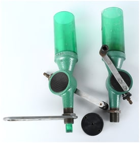 RCBS Uniflow Powder Measure Lot of Two Vintage Green Reloading Dispensers