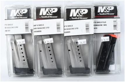 A Group of Four Smith & Wesson M&P 9 Shield and Shield Plus Magazines