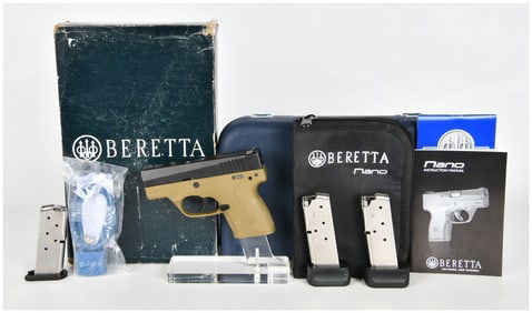 Beretta BU9 Nano Semi-Automatic Pistol, FDE Frame with Three Magazines, circa 2014