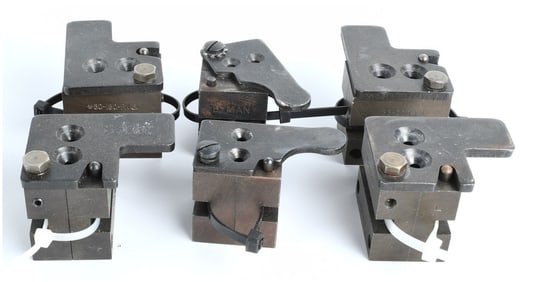 RCBS and Lyman Collection of Six Two-Cavity Bullet Mold Blocks, Mid to Late 20th Century