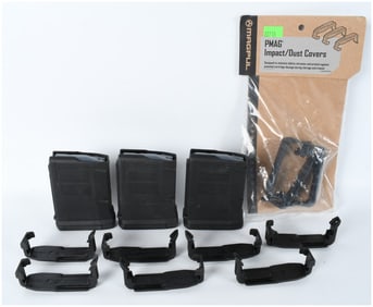 A Trio of Magpul PMAG 10 AR/M4 Magazines and Impact/Dust Covers