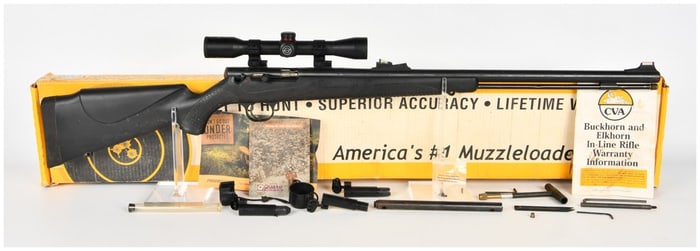 CVA Connecticut Valley Arms Buckhorn Magnum .50 Caliber In-Line Muzzleloader Rifle Outfit, Circa