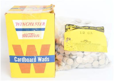 A Collection of Winchester Western and Ballistic Products Shotgun Wads and Original Packaging