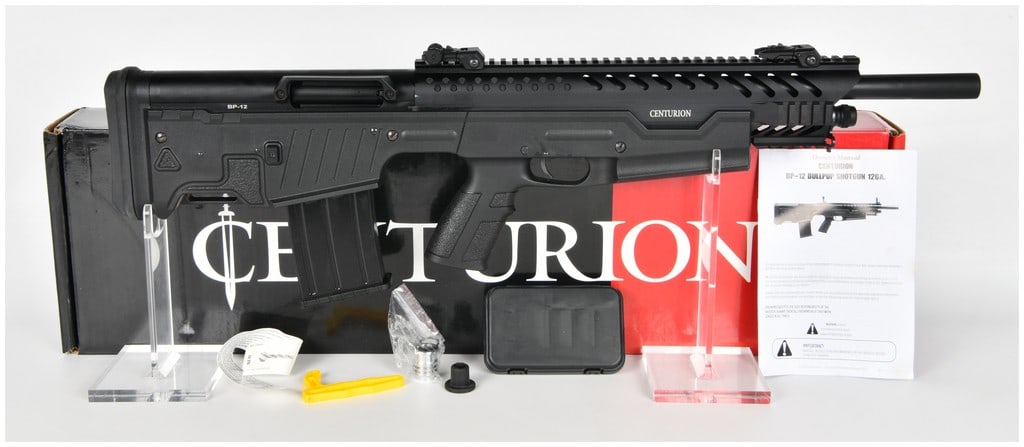 Adler Arms Centurion BP-12 Semi-Automatic Shotgun 12-Gauge with 20 Inch Barrel: This Adler Arms Centurion BP-12 is a semi-automatic bullpup shotgun chambered for 12-gauge 2 3/4-inch or 3-inch shells, designed for a compact tactical profile. The firearm features a 20-inch barrel w