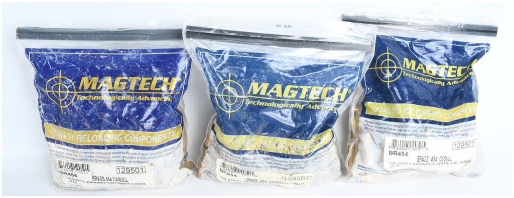 A Lot of 300 Magtech .454 Casull Unprimed Brass Cartridge Cases (1 of 4)