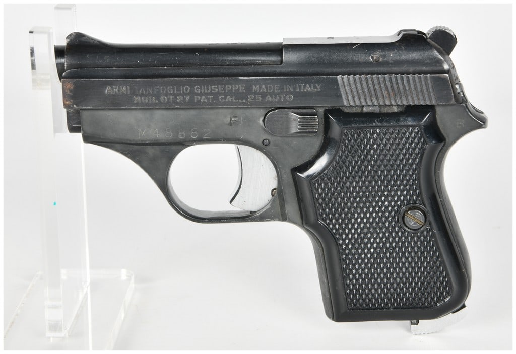 Armi Tanfoglio Giuseppe Model GT 27 Semi-Automatic Pistol .25 Auto with 2.5 Inch Barrel: This Armi Tanfoglio Giuseppe Model GT 27 is a semi-automatic pocket pistol chambered in .25 Auto designed for compact carry. The firearm features a 2.5-inch barrel and utilizes a blowback-operated sin
