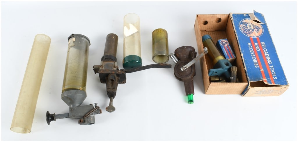 A Collection of Vintage Ammunition Reloading Powder Measures and Accessories including Bair and (1 of 5)