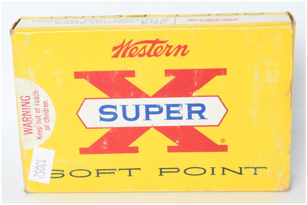 A Lot of 20 Western Super-X .264 Winchester Magnum Centerfire Rifle Cartridges: This lot consists of a single box containing twenty centerfire rifle cartridges manufactured by Western. The ammunition is chambered in .264 Winchester Magnum and features 100-grain pointed