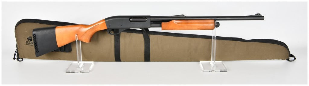 Remington 870 Express Magnum Pump Action Shotgun 20-Gauge with Fully Rifled Barrel: This Remington Model 870 Express Magnum is a 20-gauge pump-action shotgun chambered for 2 3/4-inch shells, specifically configured for deer hunting with its dedicated slug barrel. The firearm