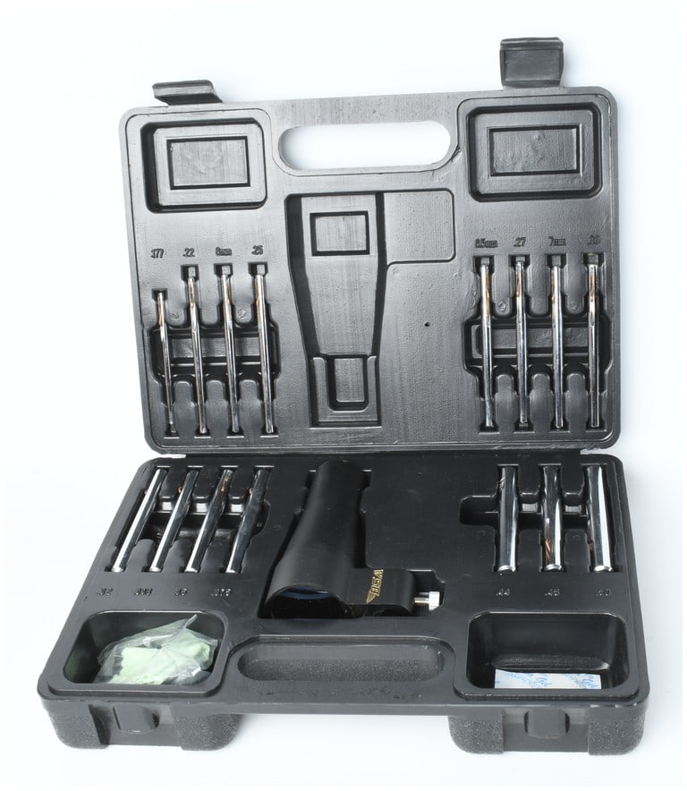 BSA BoreSighter Kit: This BSA BoreSighter Kit is designed for the alignment of firearm optics or iron sights with the barrel bore. The kit includes a single optical bore sighter unit featuring a gold-tone BSA winged logo