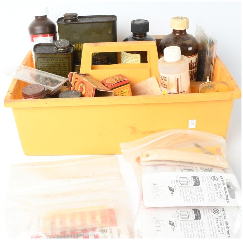 An Assortment of Gun Cleaning Supplies in a Penco Storage Caddy (1 of 5)