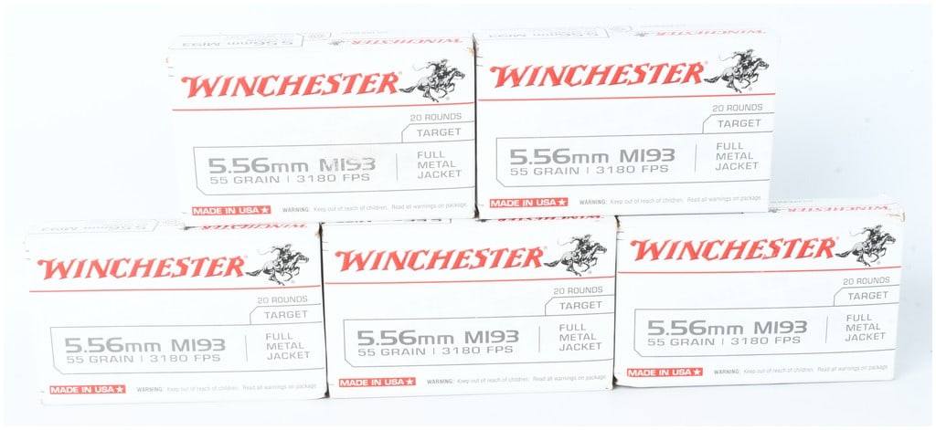 A Lot of 100 Rounds of Winchester M193 Ammunition 5.56mm NATO (1 of 2)