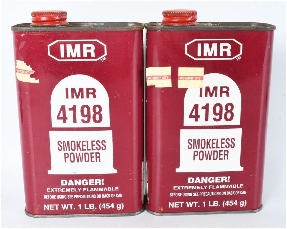 A Pair of IMR 4198 Smokeless Powder 1 lb Canisters (1 of 2)