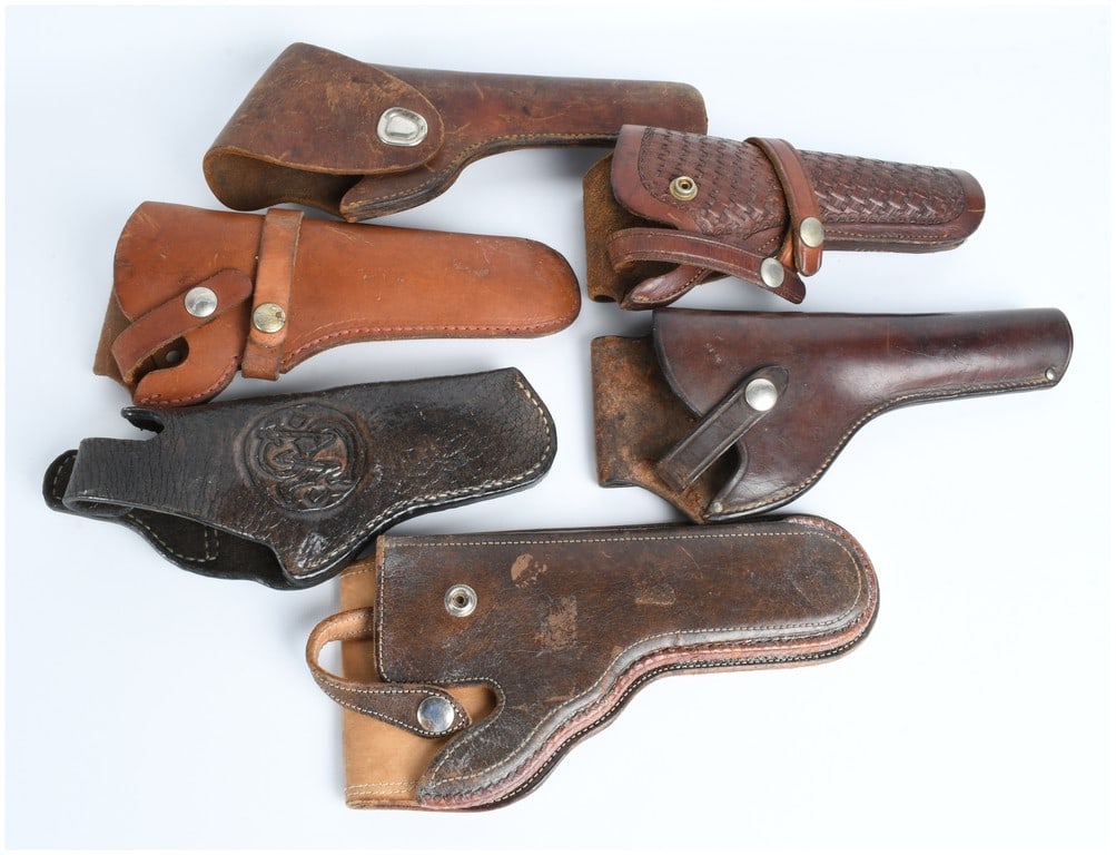 A Collection of 6 Leather Handgun Holsters including Bucheimer and Smith and Wesson (1 of 5)