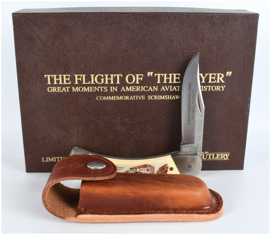 Schrade Limited Edition The Flight of The Flyer Commemorative Scrimshaw Lockback Knife Model SC507 (1 of 6)