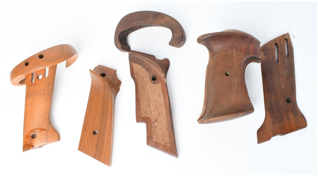 A Collection of 5 Target Pistol Wood Grip Components and Assemblies (1 of 3)