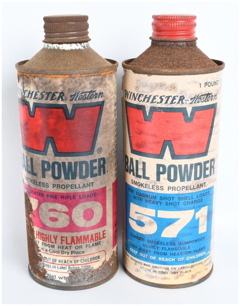 A Pair of Winchester-Western Ball Powder 760 and 571 Smokeless Propellant Cans (1 of 2)