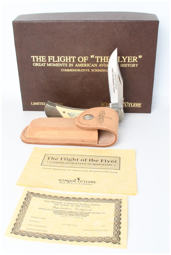 Schrade USA LB7 The Flight of the Flyer Commemorative Scrimshaw Lockback Knife (1 of 6)