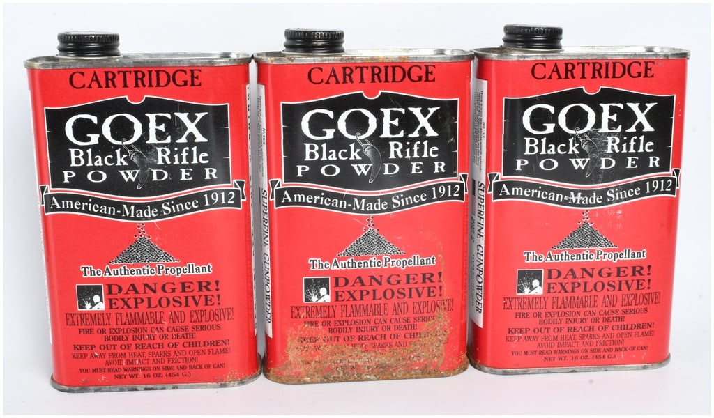 A Trio of GOEX Cartridge Grade Black Rifle Powder 1 Pound Canisters (1 of 2)
