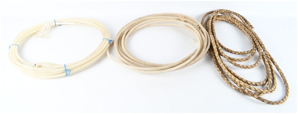 A Trio of Western Lariats including Fast Back Ropes and Braided Rawhide Reata (1 of 4)