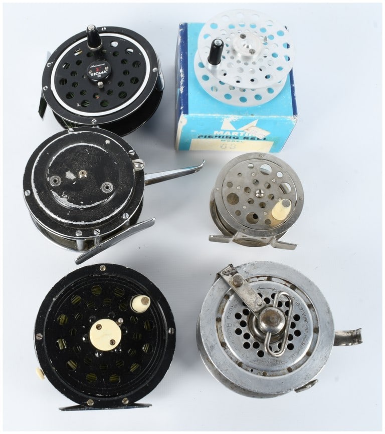 A Collection of 6 Vintage Fishing Reels including Shakespeare Martin and Horrocks-Ibbotson Models (1 of 10)