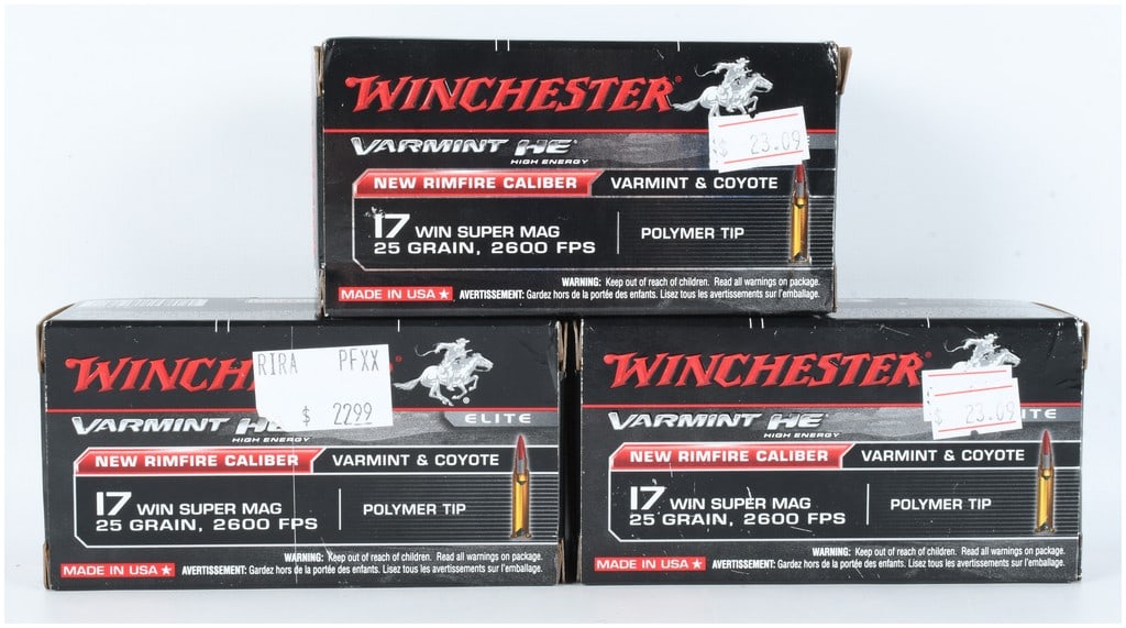 A Lot of 150 Winchester Varmint HE Ammunition .17 Winchester Super Magnum (1 of 3)
