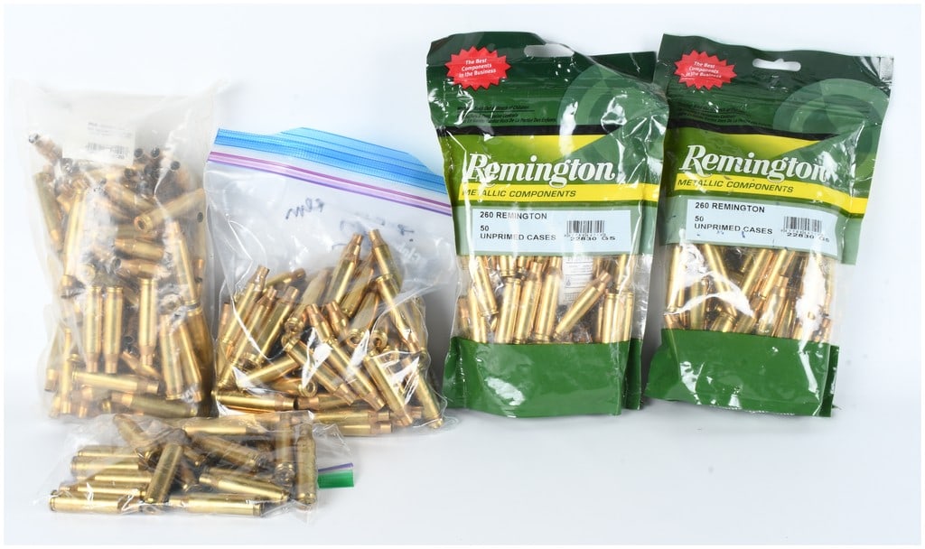 A Lot of 5 Bags of Remington .260 Remington Unprimed Rifle Brass Cases (1 of 4)