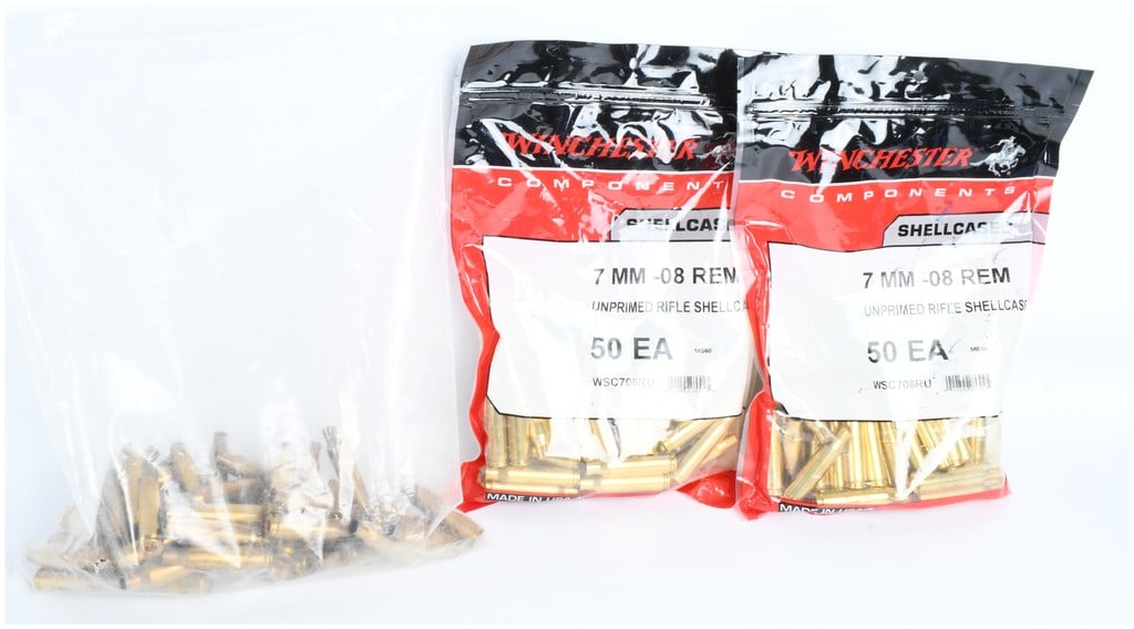 A Lot of Three Bags of Winchester 7mm-08 Remington Unprimed Rifle Brass (1 of 4)