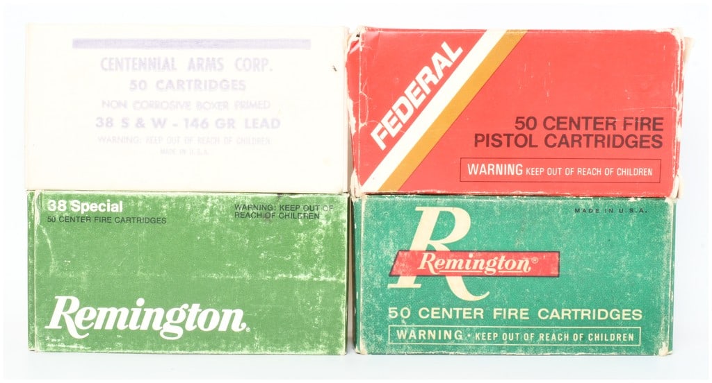A Lot of 142 .38 Caliber Cartridges and Four Ammunition Boxes (1 of 5)