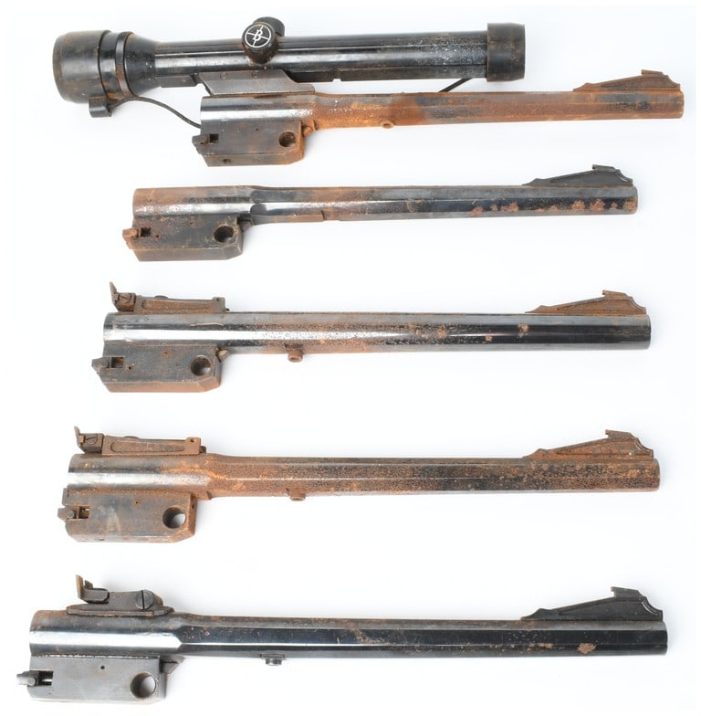 A Collection of 5 Thompson/Center Contender Break-Action Pistol Barrels Various Calibers with (1 of 5)