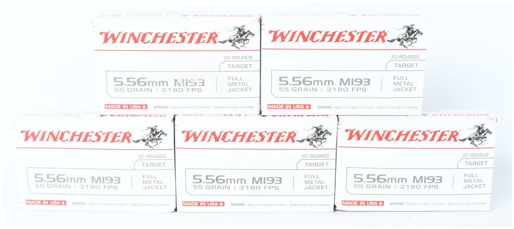 Winchester M193 Ammunition 5.56mm Lot of 100 Rounds (1 of 2)