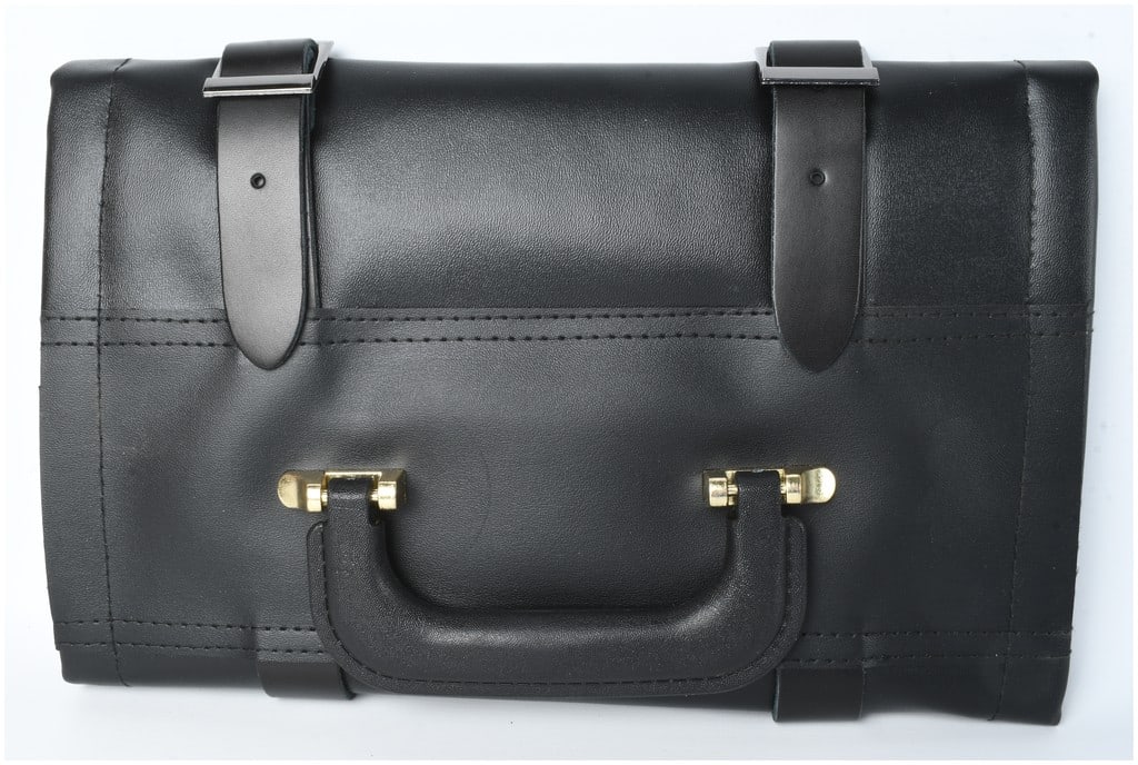 Black Leather Fold-Over Utility Case with Mixed-Metal Hardware (1 of 3)