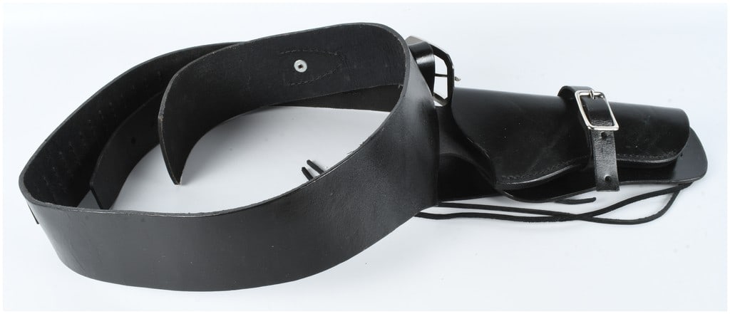 Western-Style Black Leather Buscadero Gun Belt and Holster Rig, Size 44 (1 of 5)
